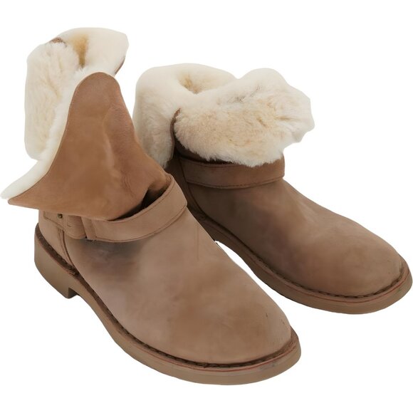 UGG Syden Sheepskin Suede Pull-On Boots Chestnut Women's US 9.5 - Picture 4 of 6